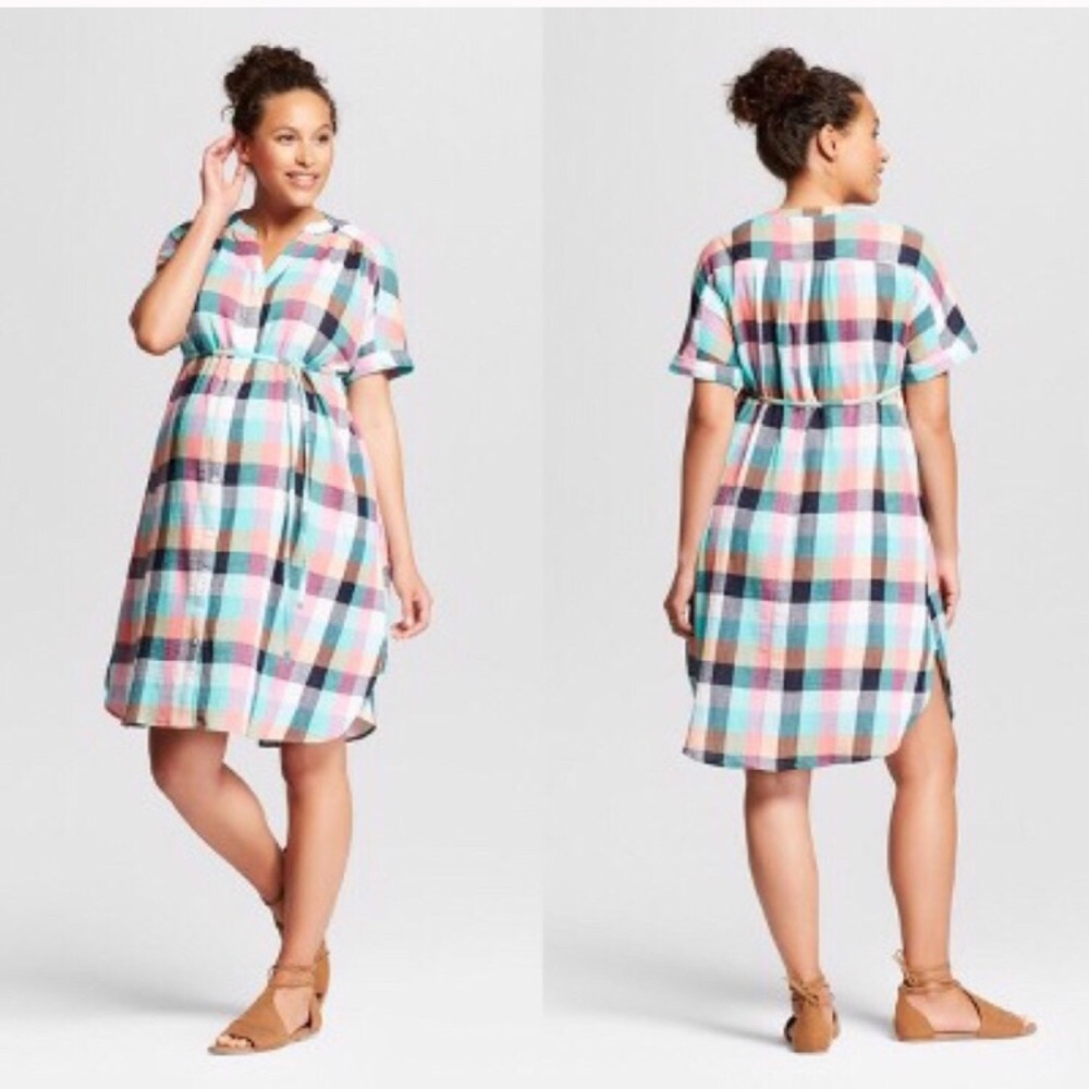 Isabel Maternity Pastel Flannel Dress Medium (EUC)